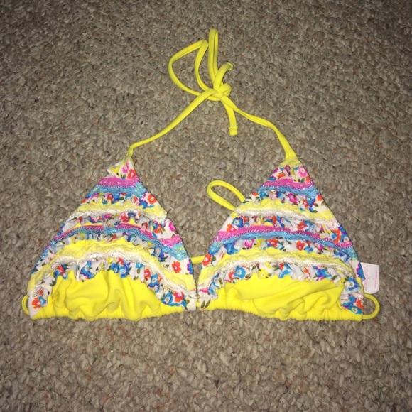Yellow flair bathing suit top