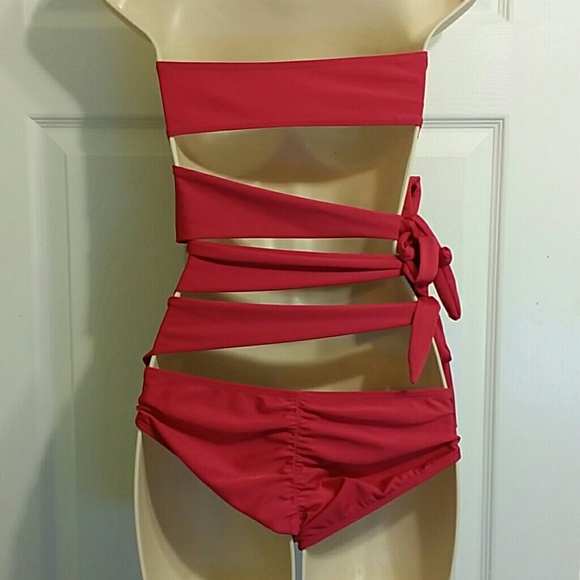 Hot pink/fuschia bikini / monokini - Picture 2 of 3