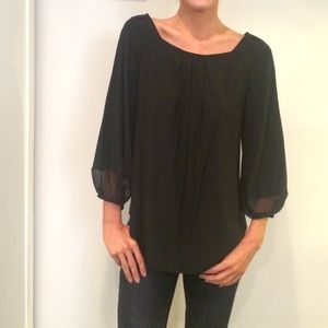 Pleat front boat neck blouse