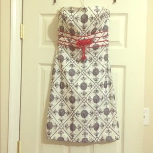 Anthropologie Strapless Embroidered Dress Small