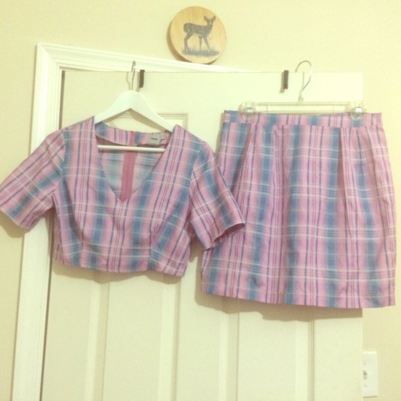 Asos Plaid Crop Top Co-ord Set