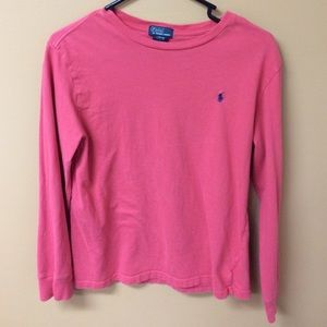 Mens pink polo long sleeve
