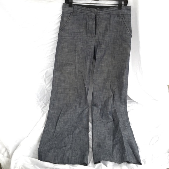J Crew wide leg blue-grey linen trousers size 6