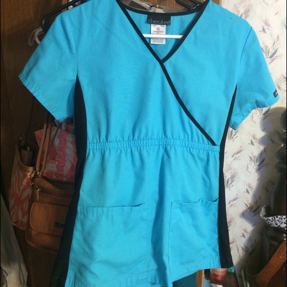light blue Cherokee scrub top