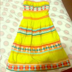 Anthropologie Leifsdottir Yellow Strapless Dress