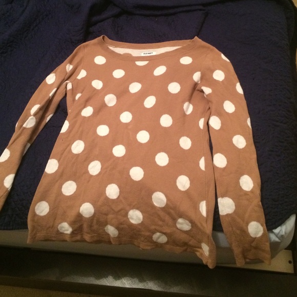 Old Navy brown and white polka dot sweater
