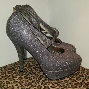 Silver Glitter Heels