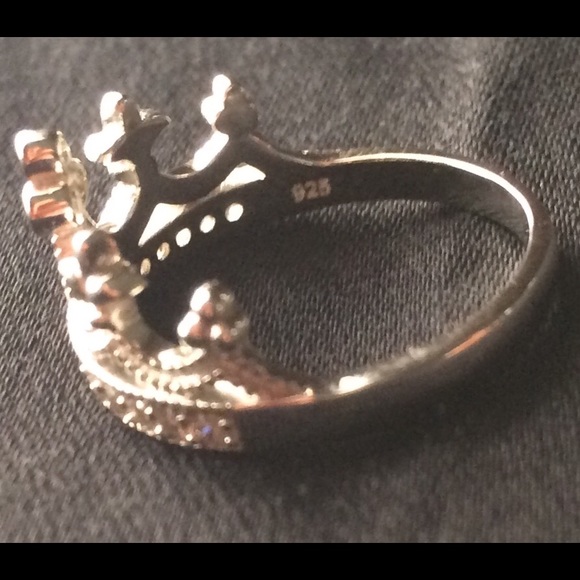 NEW .925 Sterling Silver CZ Princess Crown Ring - Picture 4 of 4