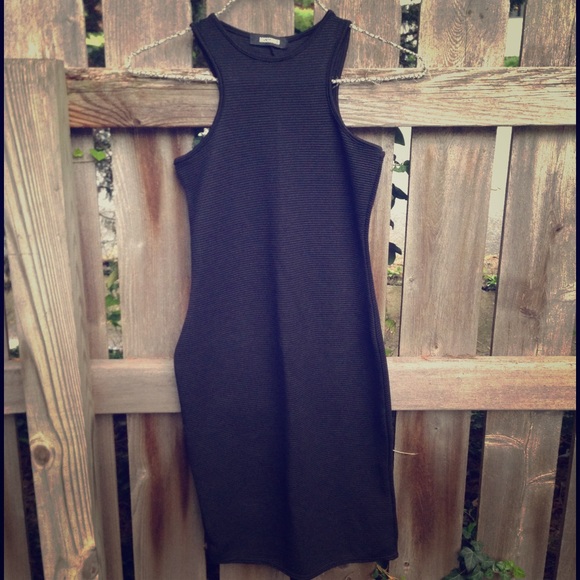 BNWT misguided black ribbed midi bodycon dress