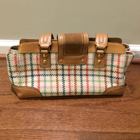Suede and fabric coach purse. - Picture 2 of 4