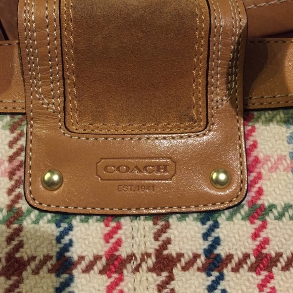 Suede and fabric coach purse. - Picture 3 of 4