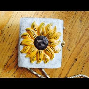 Vintage wooden sunflower evening bag
