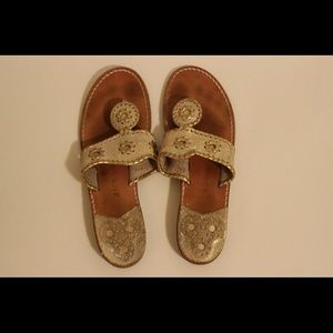 Jack Rogers Gold/White Snake Embossed Sandals