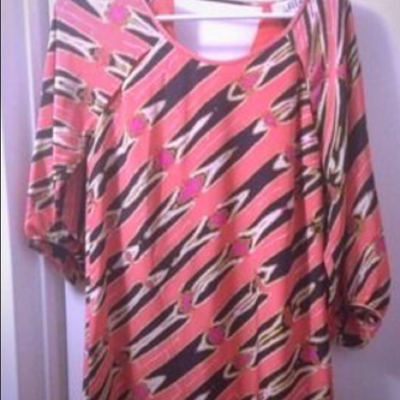 Tibi Coral Silk Zebra Ikat Shift Dress Sz 2 - Picture 1 of 2
