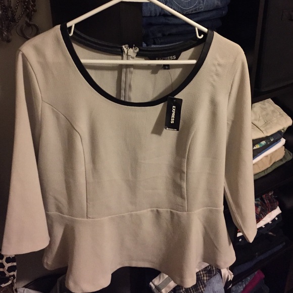 Tan and black peplum shirt!