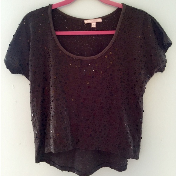 Romeo & Juliet sequin grey high-low cropped tee