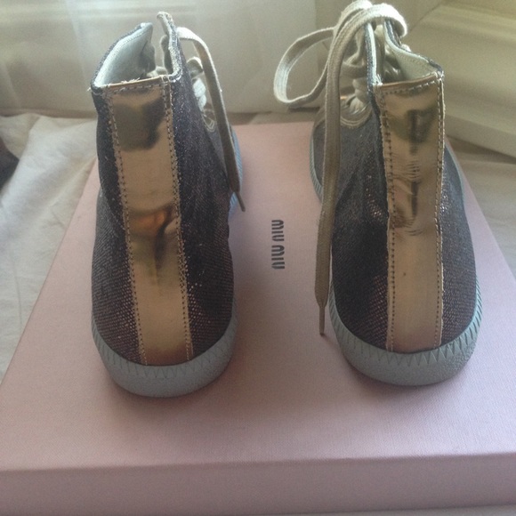 Miu Miu calzature donna glittery high top sneakers - Picture 2 of 3