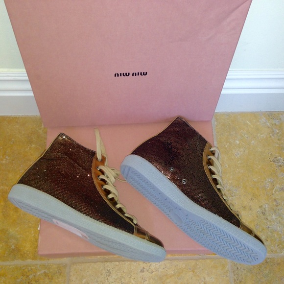 Miu Miu calzature donna glittery high top sneakers - Picture 3 of 3