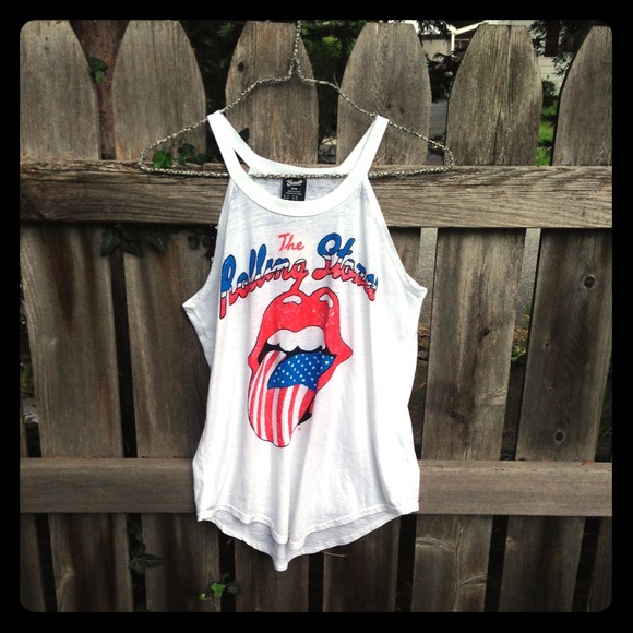 NWT Rolling Stones band white band tee