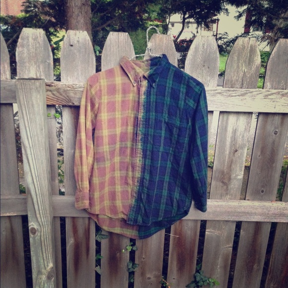 Worn once grunge half bleached flannel