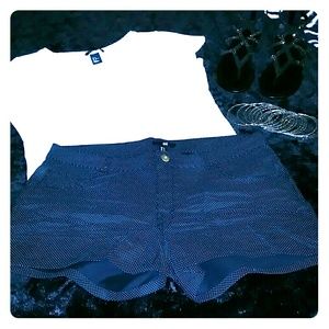 NWOT white dotted black shorts