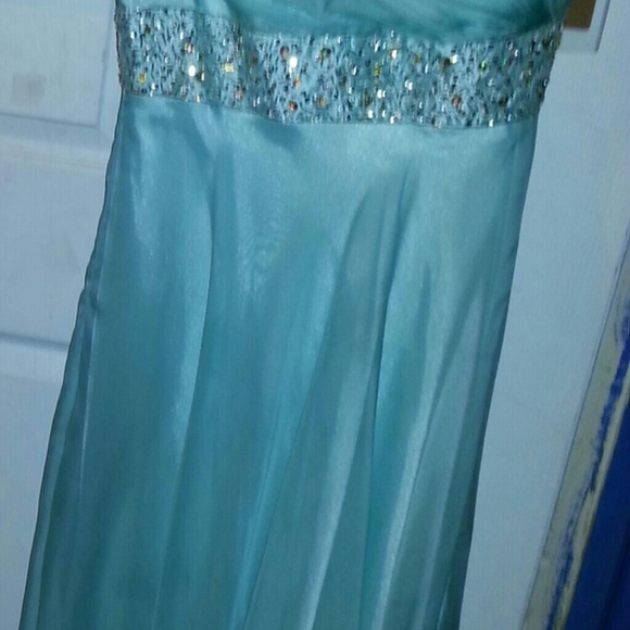 Mint bling green prom dress