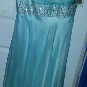 Mint bling green prom dress