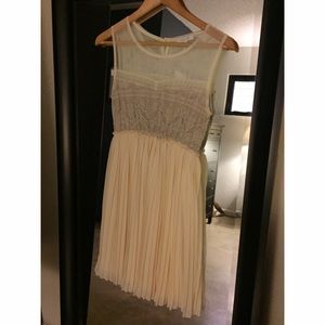 Off white chiffon and lace dress, small.