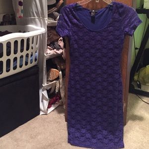 Blue lace pencil dress