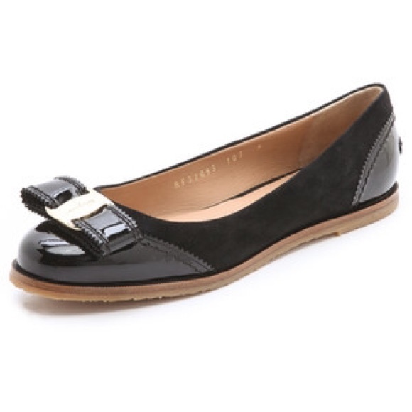 Ferragamo "Rolina" Black Flats 6 1/2