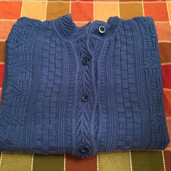 Blue LL Bean Button Sweater with Charming Details