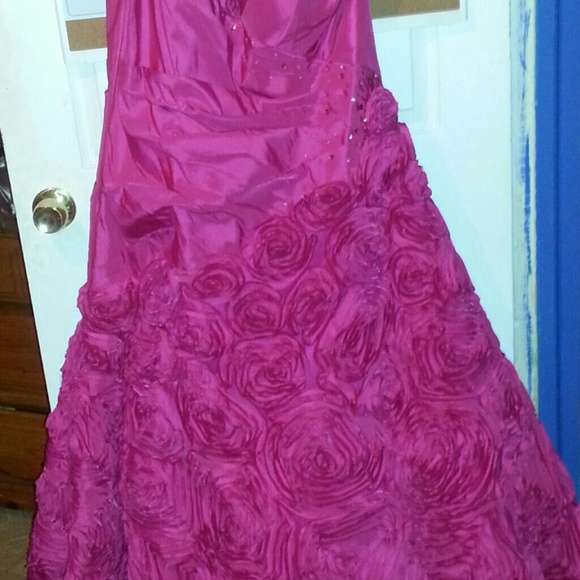 Pink flower prom dress