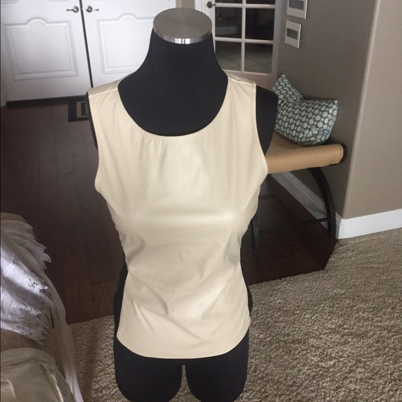 Vegan leather cream colored top,