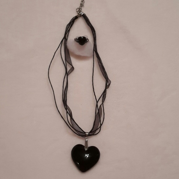 Heart necklace, ring