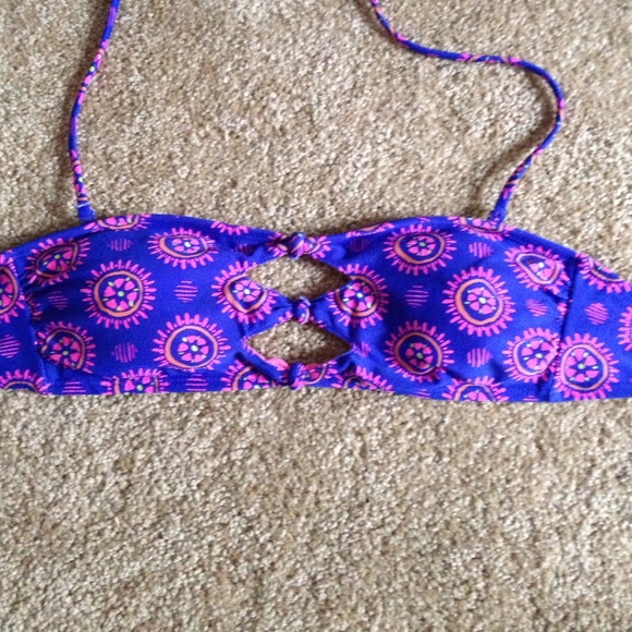 purple and pink bandeau top bikini