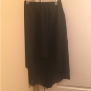 High-Low Black Silk Skirt