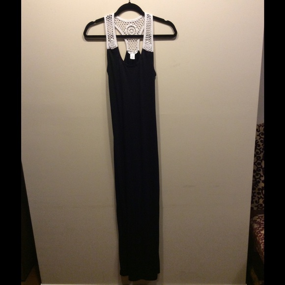 Black Maxi Dress with Crochet Racerback