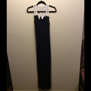 Black Maxi Dress with Crochet Racerback