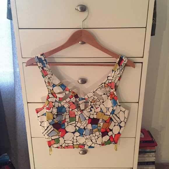 Anthropologie Maeve Multi-Colored Crop Top, Sz 12
