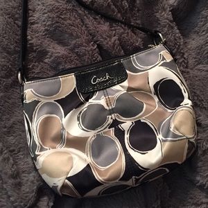 Multi color satin Coach logo purse !