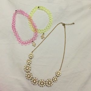 COMBO : 2 chockers and a flower necklace