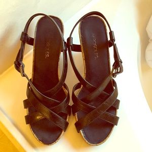Black strappy wedges