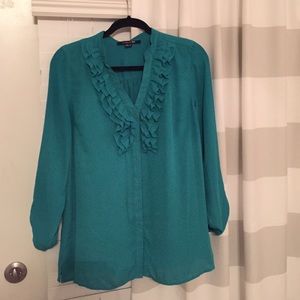 Forever 21 - Teal Ruffle Blouse - L
