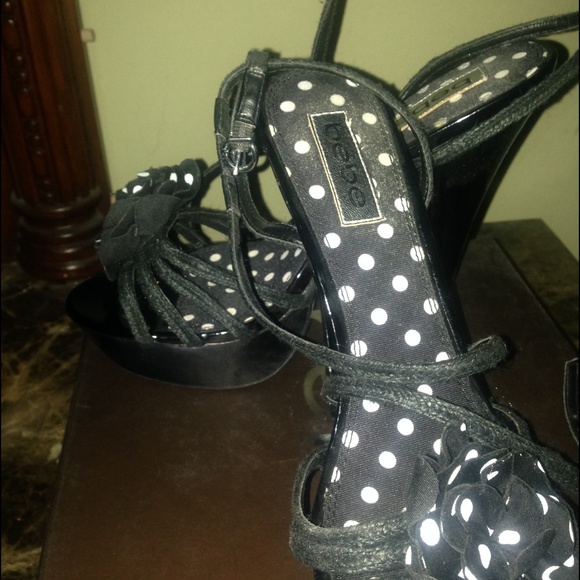 Black and white heels