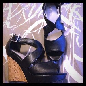 Black Wedge Heels 8.5