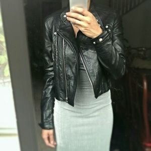 Faux leather moto jacket
