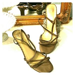 Womens strappy bronze heels