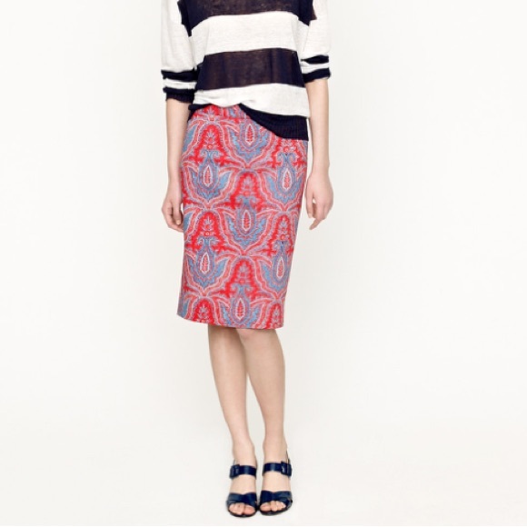 J crew paisley pencil skirt - Picture 2 of 4