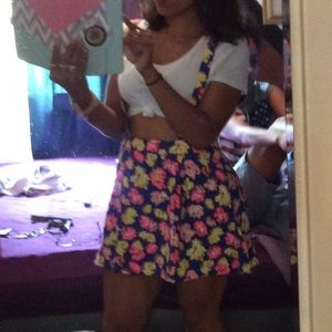 Floral skirt with suspenders like straps