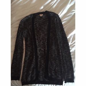 Cozy Black and White Heather Cardigan.